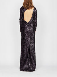 Robe longue A.Ferretti imprimé léopard scintillant - Noir