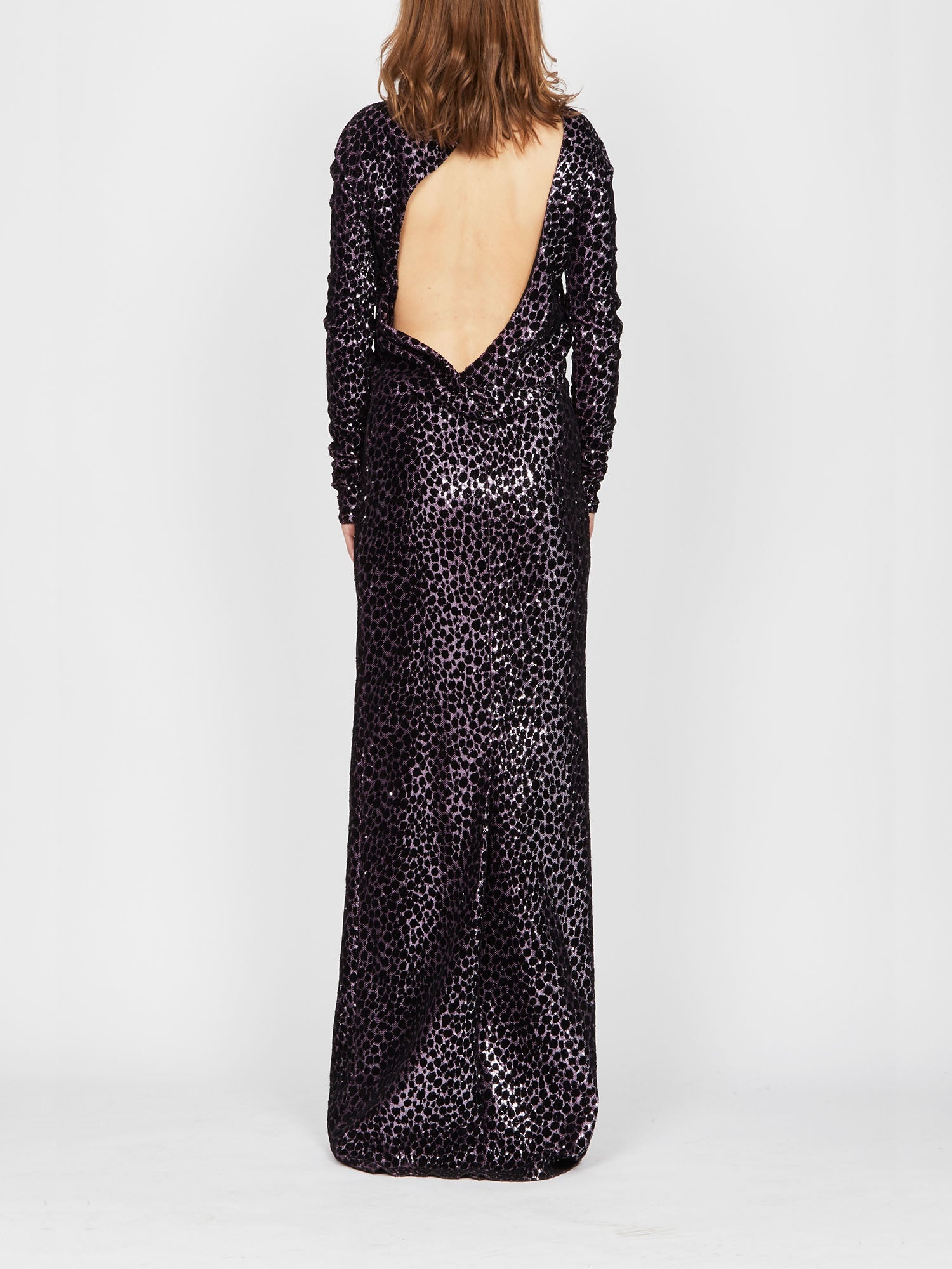 Robe longue A.Ferretti imprimé léopard scintillant - Noir