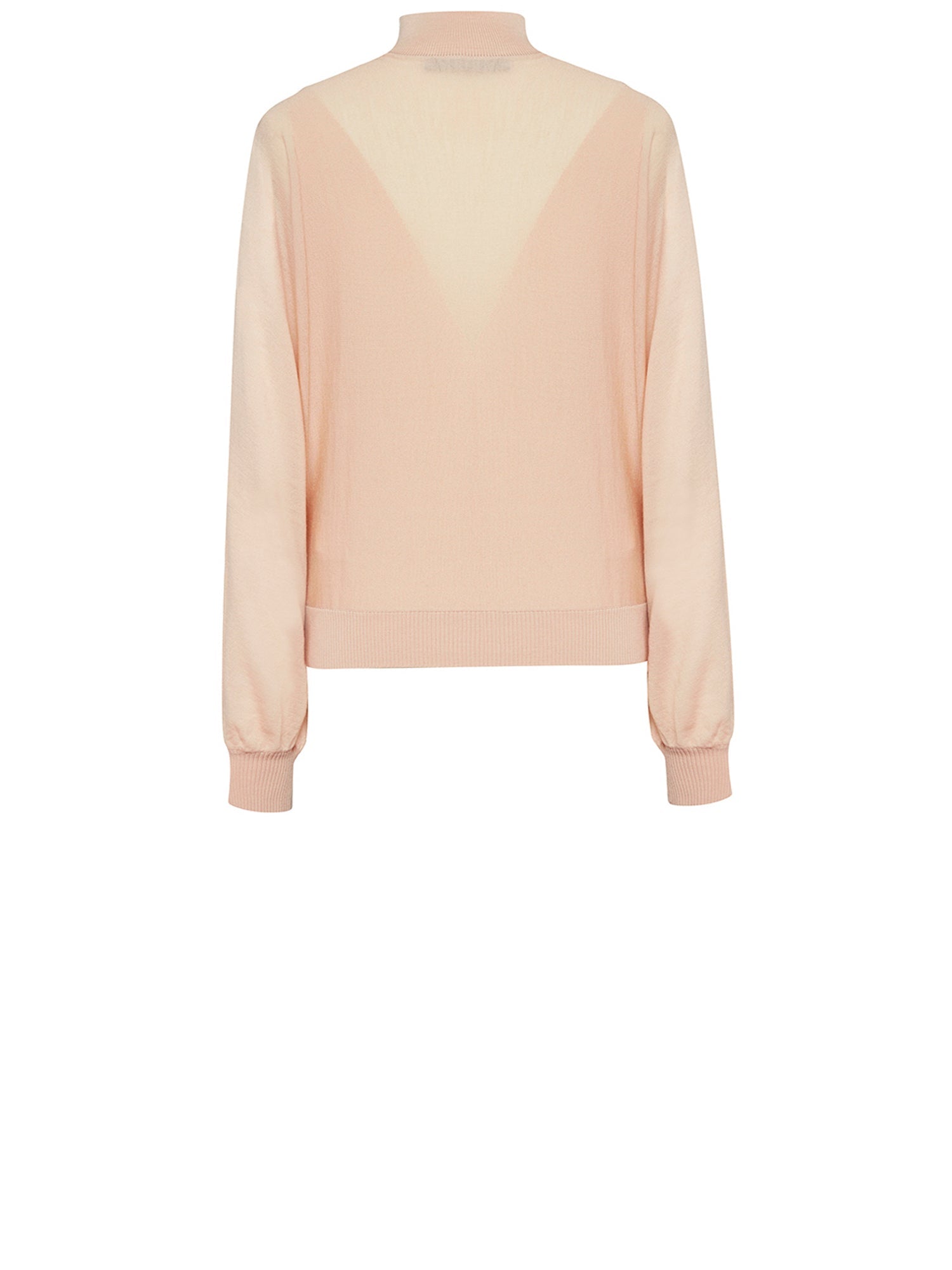 Pull col roulé A.Ferretti décolleté transparent en laine - Rose