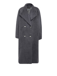 Manteau oversize A.Ferretti à boutonnière croisée en alpaga - Gris