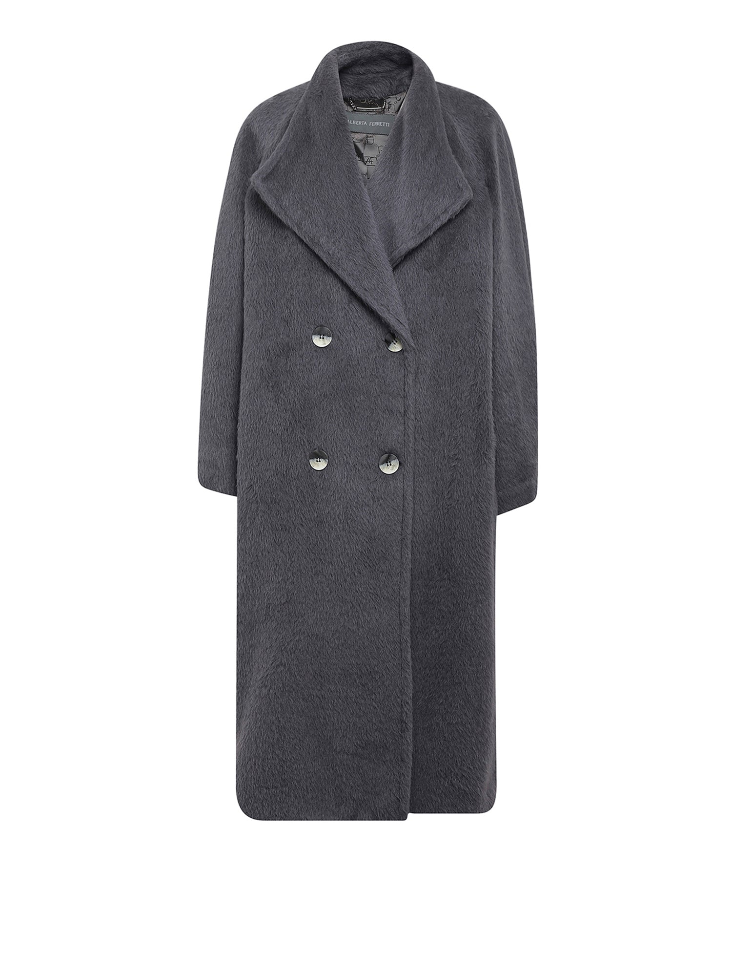 Manteau oversize A.Ferretti à boutonnière croisée en alpaga - Gris