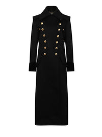 Manteau officier A.Ferretti à boutons dorés en laine - Noir