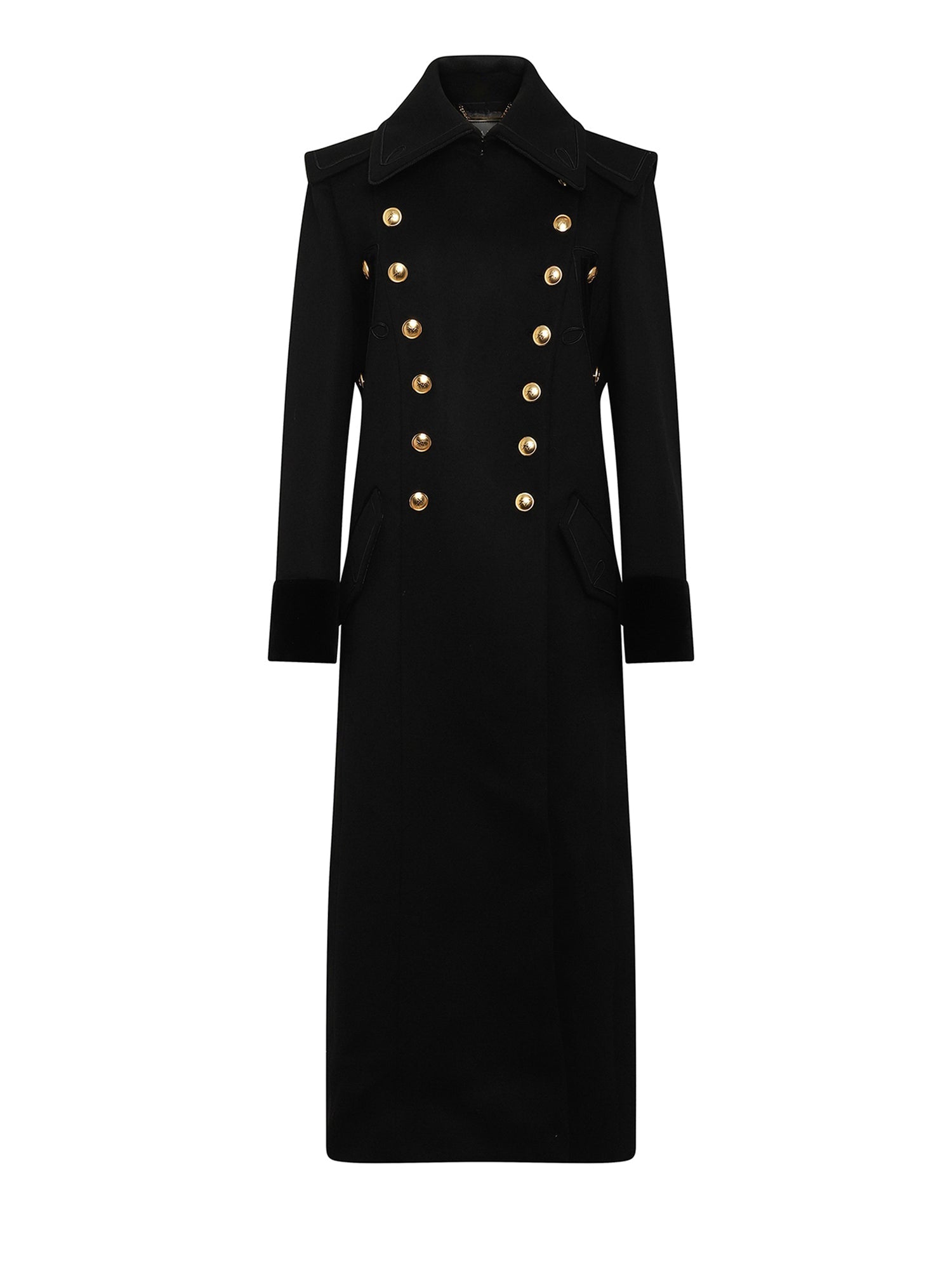 Manteau officier A.Ferretti à boutons dorés en laine - Noir