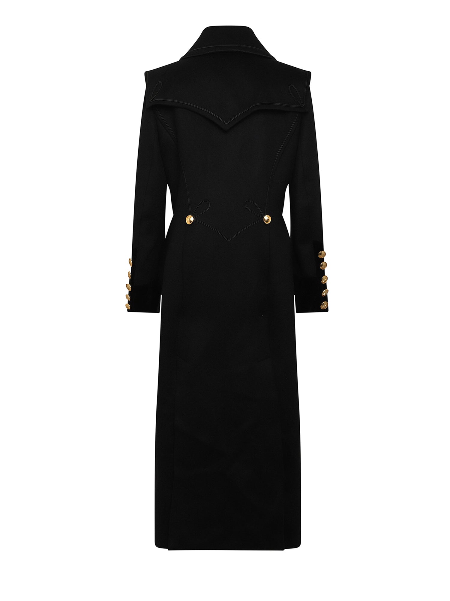 Manteau officier A.Ferretti à boutons dorés en laine - Noir