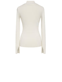 Pull A.Ferretti col cheminé en laine - Blanc