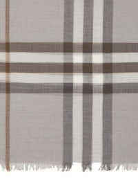 Écharpe légère en laine et soie check - Gris