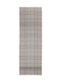 Écharpe légère en laine et soie check - Gris