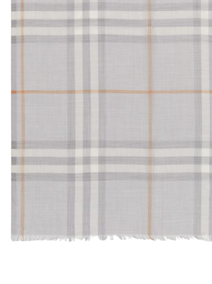 LIGHT GREY Écharpe légère en laine et soie check