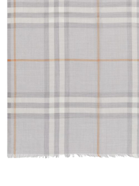Écharpe légère en laine et soie check - Gris Clair