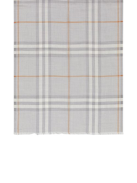 Écharpe légère en laine et soie check - Gris clair