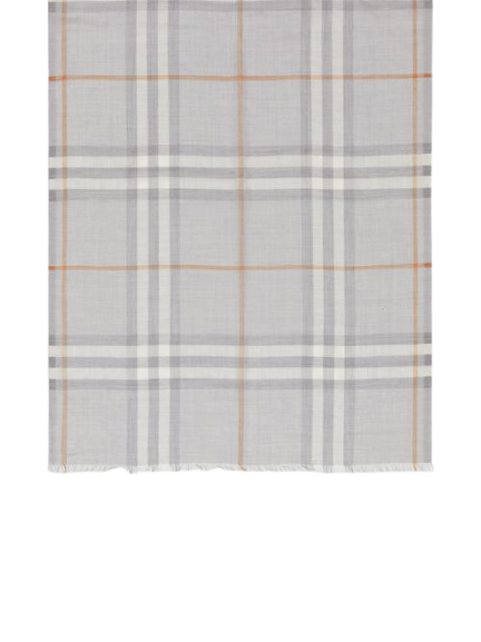 LIGHT GREY Écharpe légère en laine et soie check