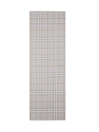 Écharpe légère en laine et soie check - Gris clair