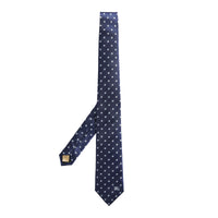 BRIGHT NAVY Cravate en soie à pois moderne