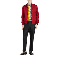 BRIGHT RED Veste Harrington de coupe slim en gabardine tropicale