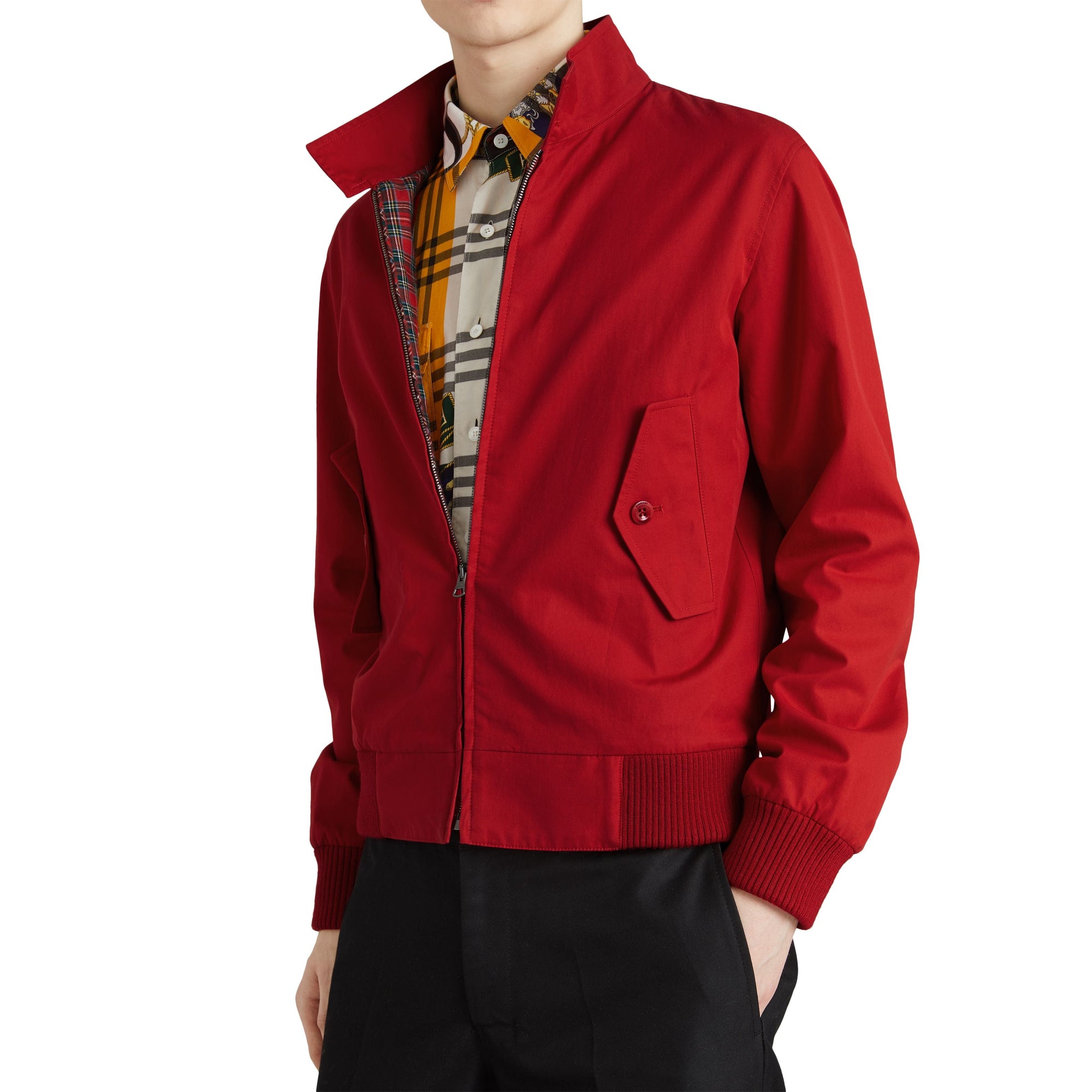 BRIGHT RED Veste Harrington de coupe slim en gabardine tropicale