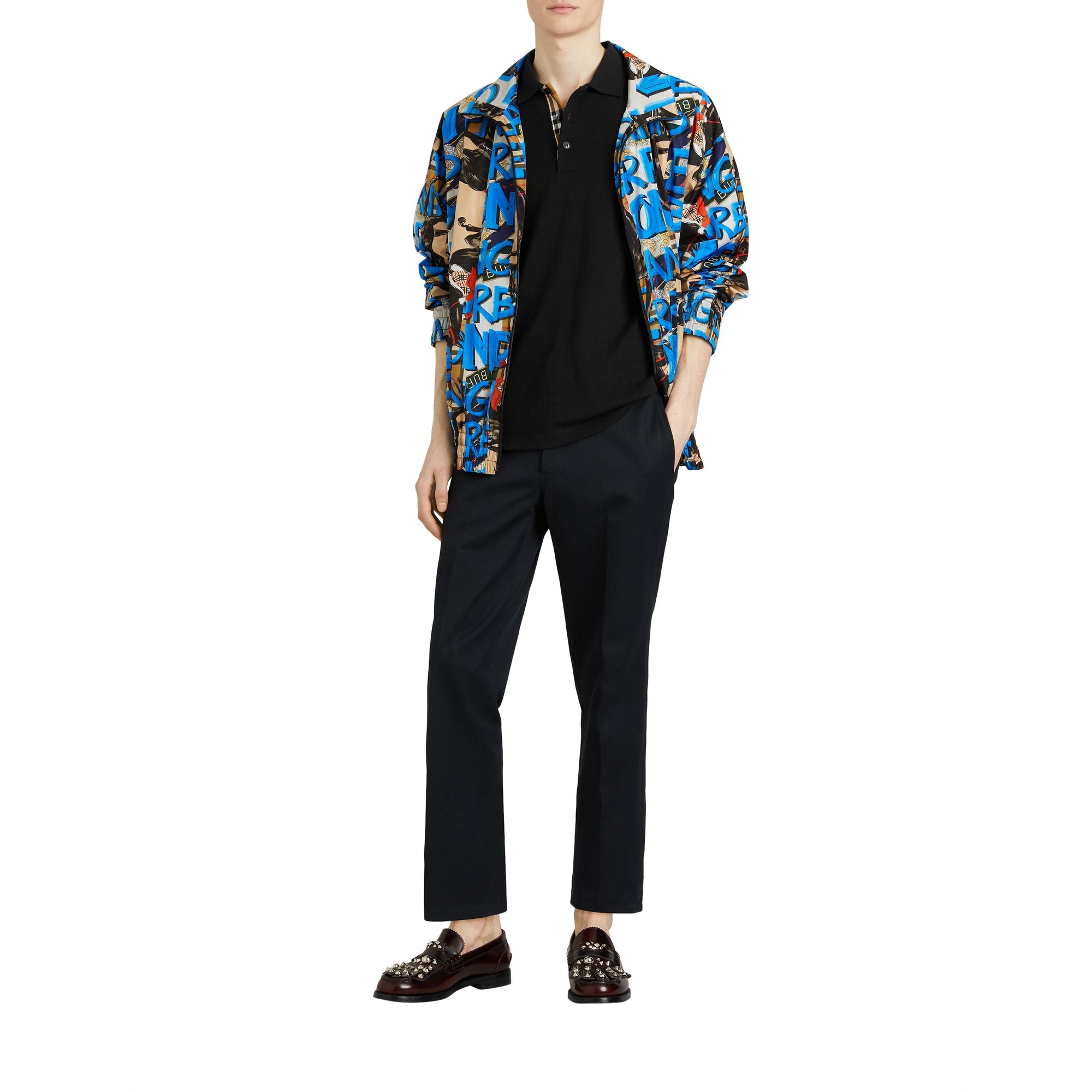 BLACK Polo en coton avec patte de boutonnage à motif check