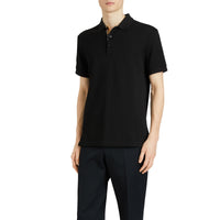 BLACK Polo en coton avec patte de boutonnage à motif check
