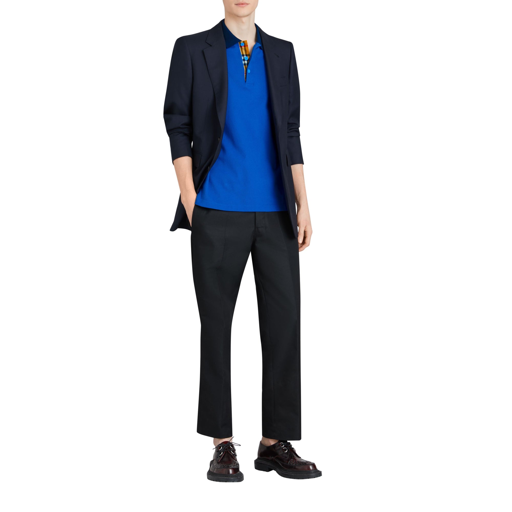 CERULEAN BLUE Polo en coton avec col contrastant