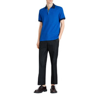 CERULEAN BLUE Polo en coton avec col contrastant