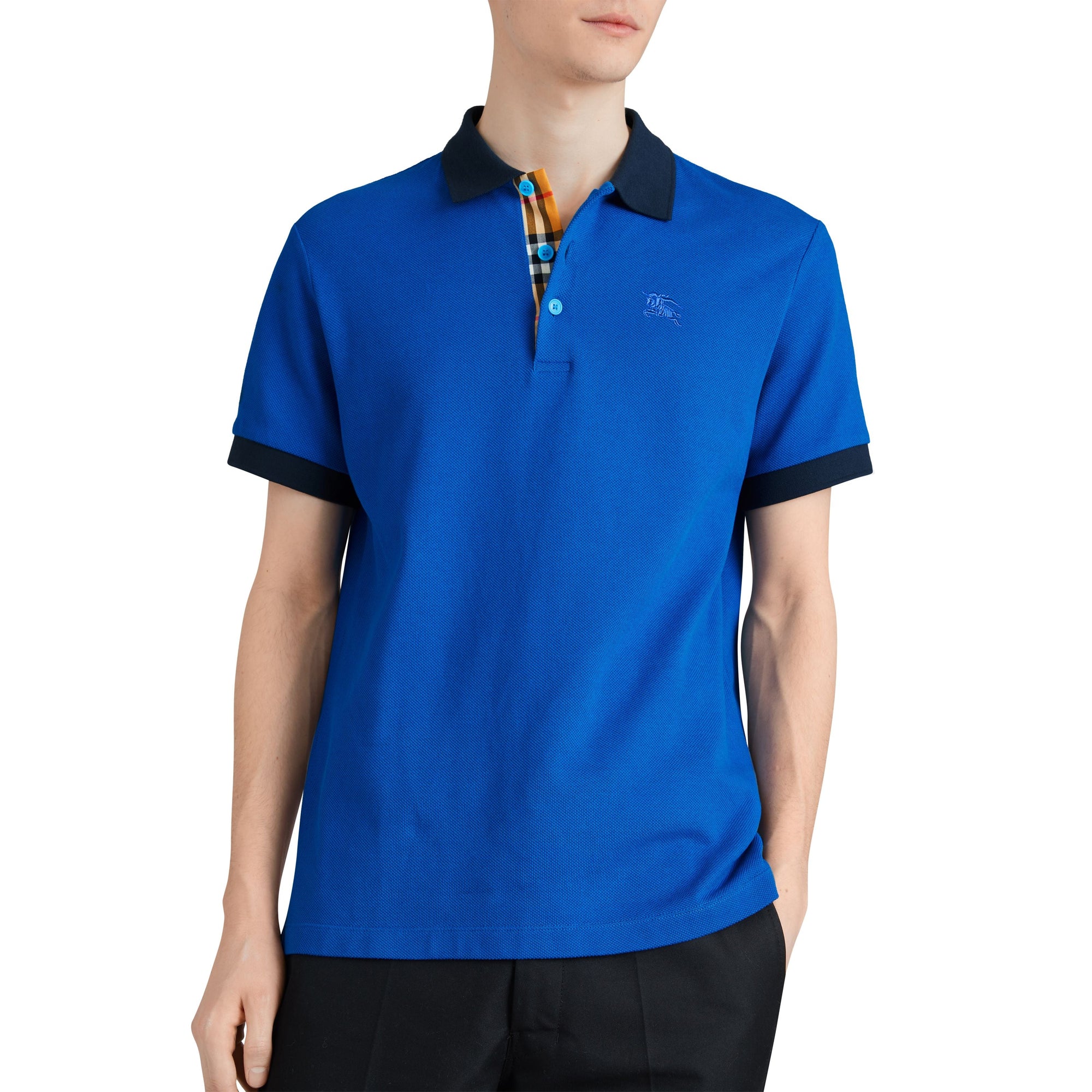CERULEAN BLUE Polo en coton avec col contrastant