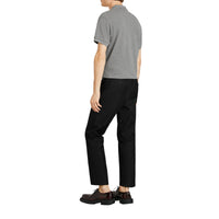 MID GREY MELANGE Polo en coton avec patte de boutonnage à motif check