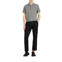 MID GREY MELANGE Polo en coton avec patte de boutonnage à motif check