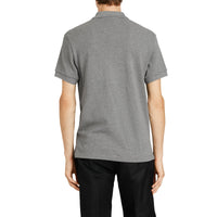 MID GREY MELANGE Polo en coton avec patte de boutonnage à motif check