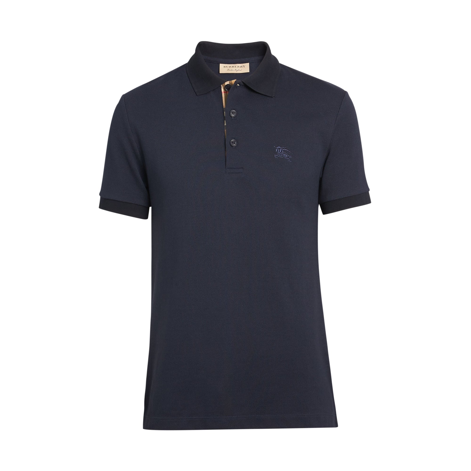 NAVY Polo en coton avec patte de boutonnage à motif check