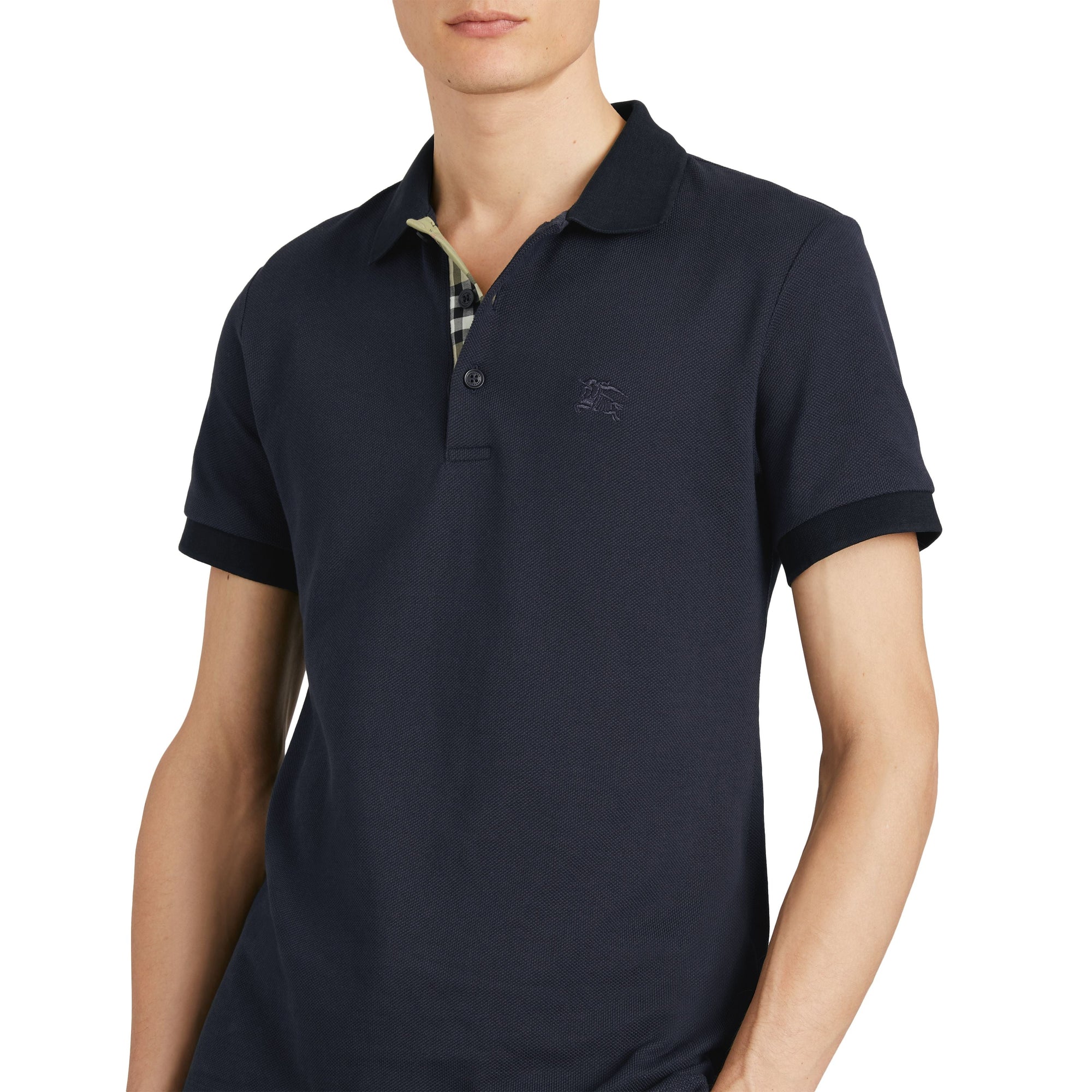 NAVY Polo en coton avec patte de boutonnage à motif check