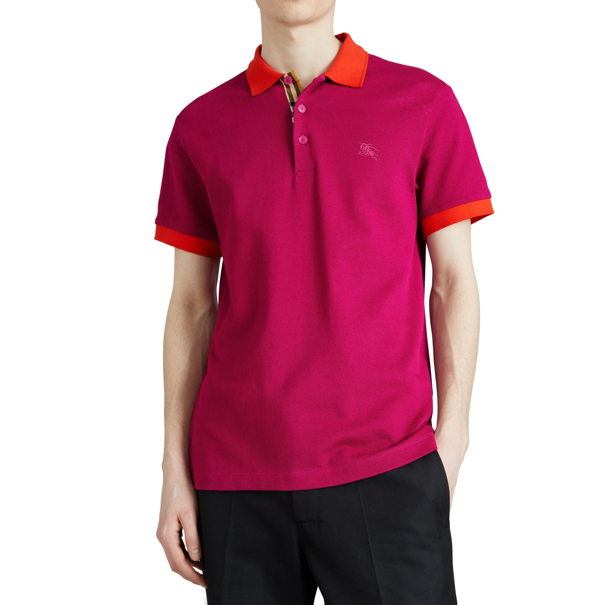 PLUM PINK Polo en coton avec col contrastant