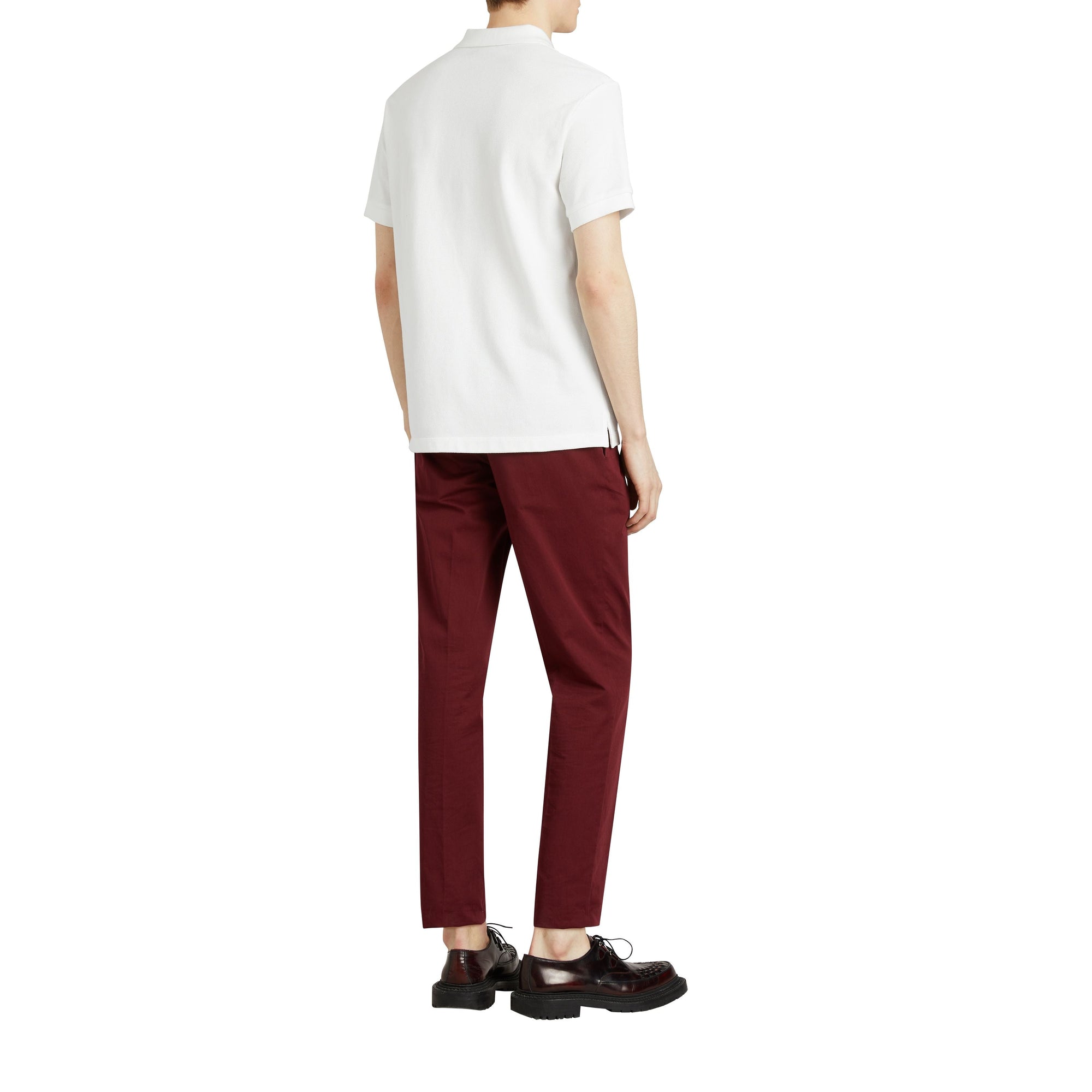 WHITE Polo en coton avec patte de boutonnage à motif check