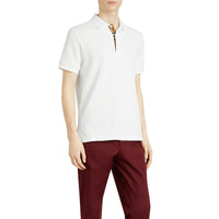 WHITE Polo en coton avec patte de boutonnage à motif check