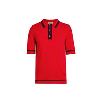 BRIGHT RED Polo en jersey de coton à bordures contrastantes