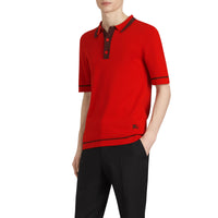 BRIGHT RED Polo en jersey de coton à bordures contrastantes