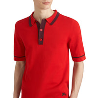 BRIGHT RED Polo en jersey de coton à bordures contrastantes