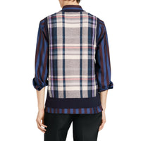 BRIGHT NAVY Haut sans manches en cachemire à motif check