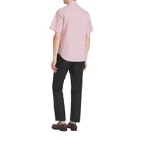 LIGHT PINK Chemise rayée à manches courtes avec logo d'archive brodé
