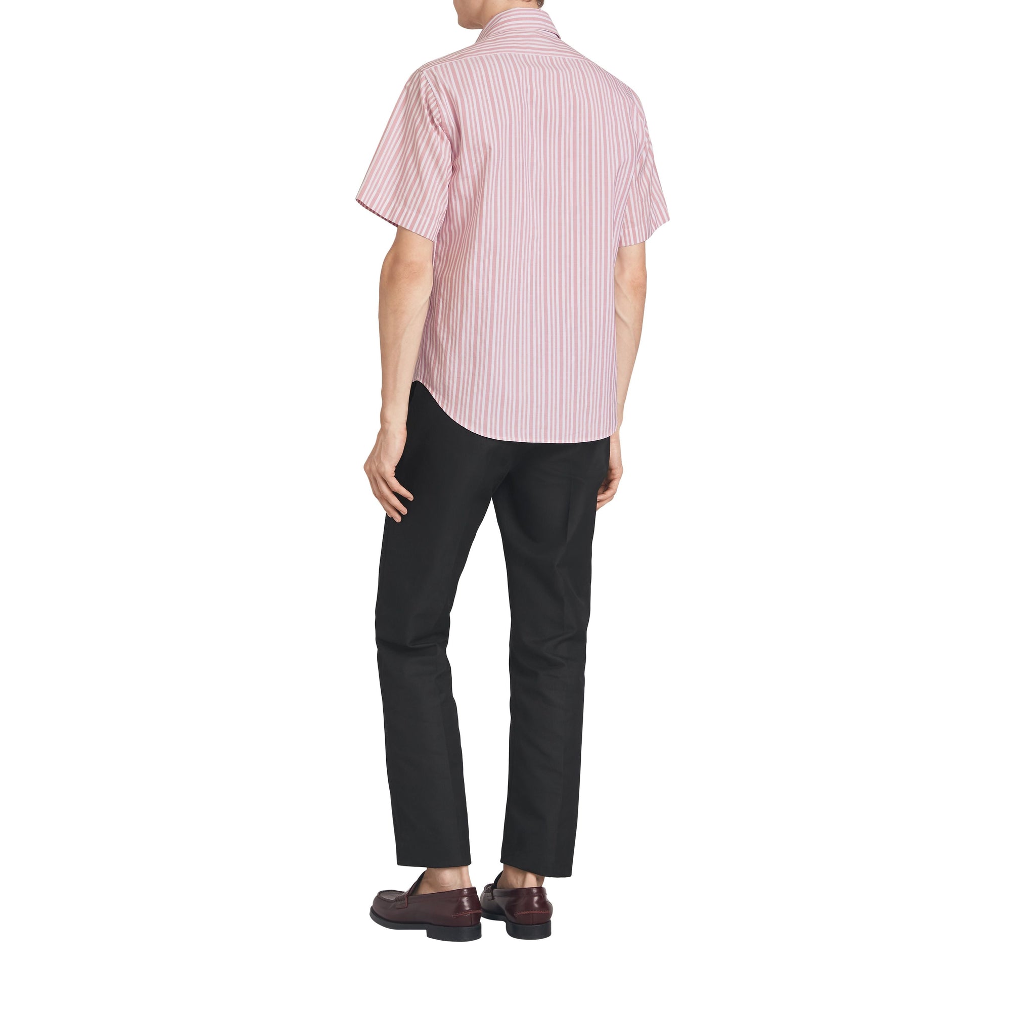 LIGHT PINK Chemise rayée à manches courtes avec logo d'archive brodé