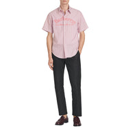 LIGHT PINK Chemise rayée à manches courtes avec logo d'archive brodé