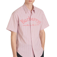 LIGHT PINK Chemise rayée à manches courtes avec logo d'archive brodé