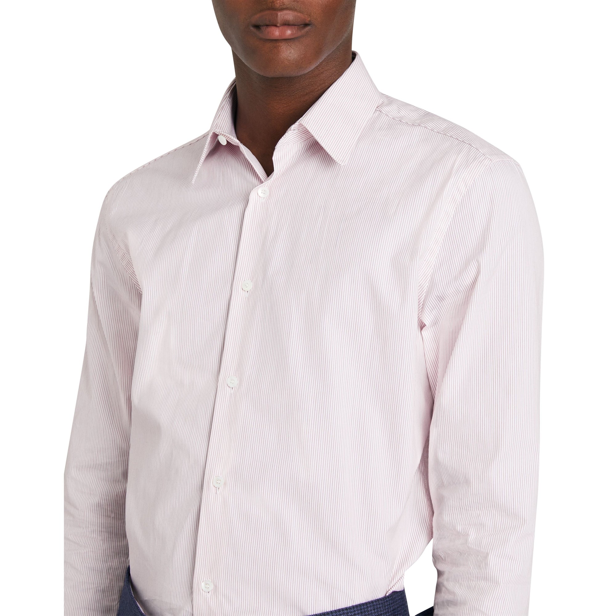 BURGUNDY Chemise slim en popeline de coton rayée