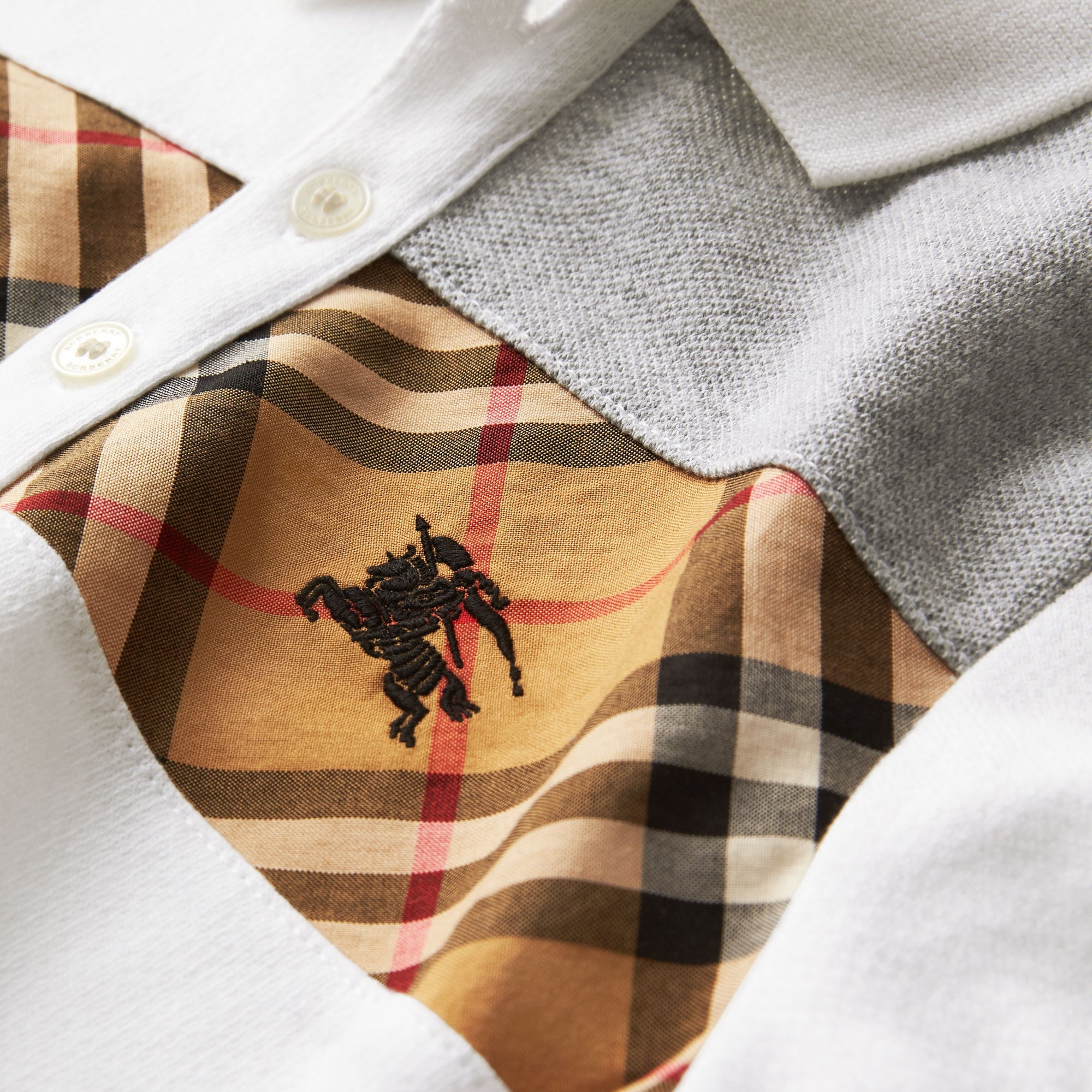 WHITE Polo en coton à empiècement Vintage check