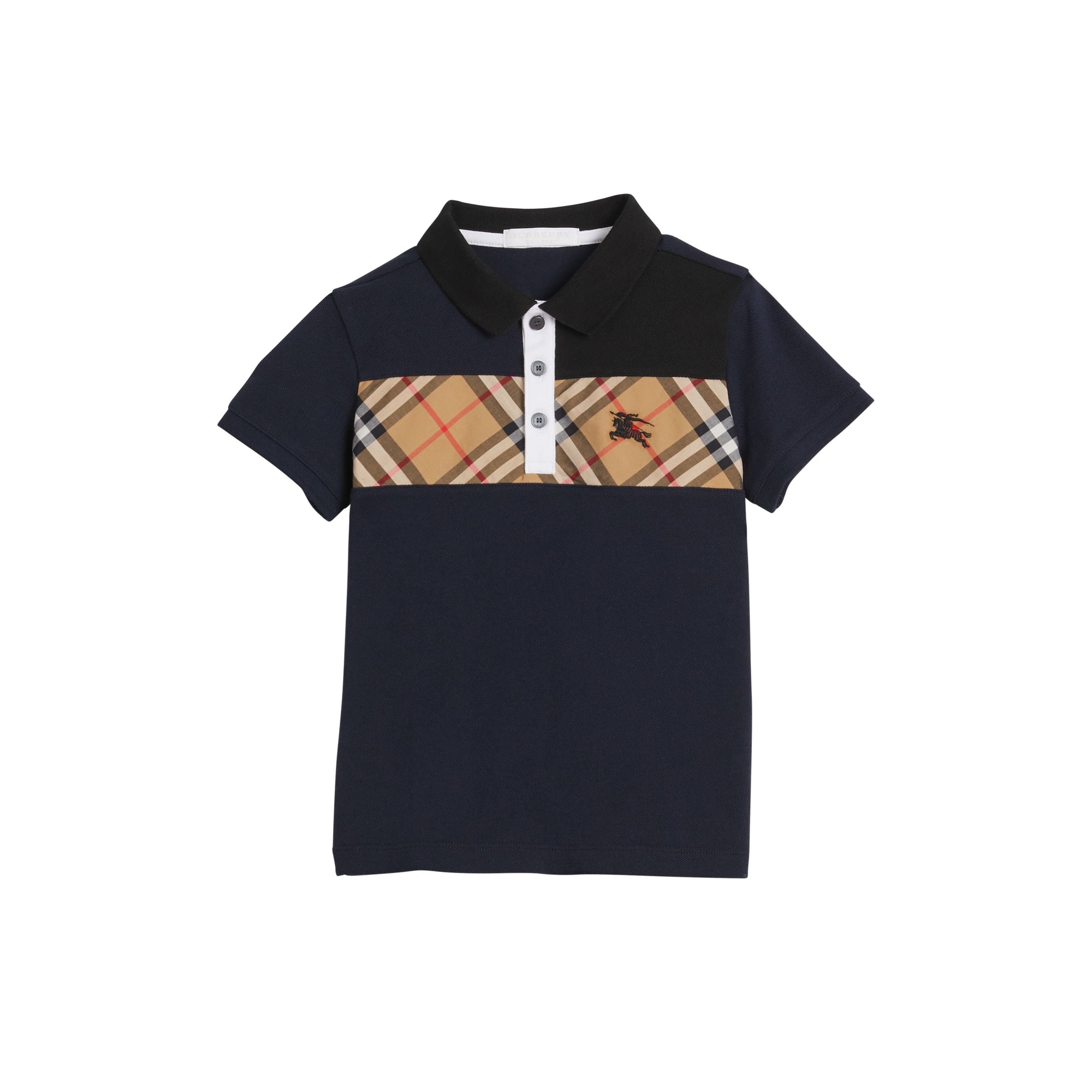 NAVY Polo en coton à empiècement Vintage check