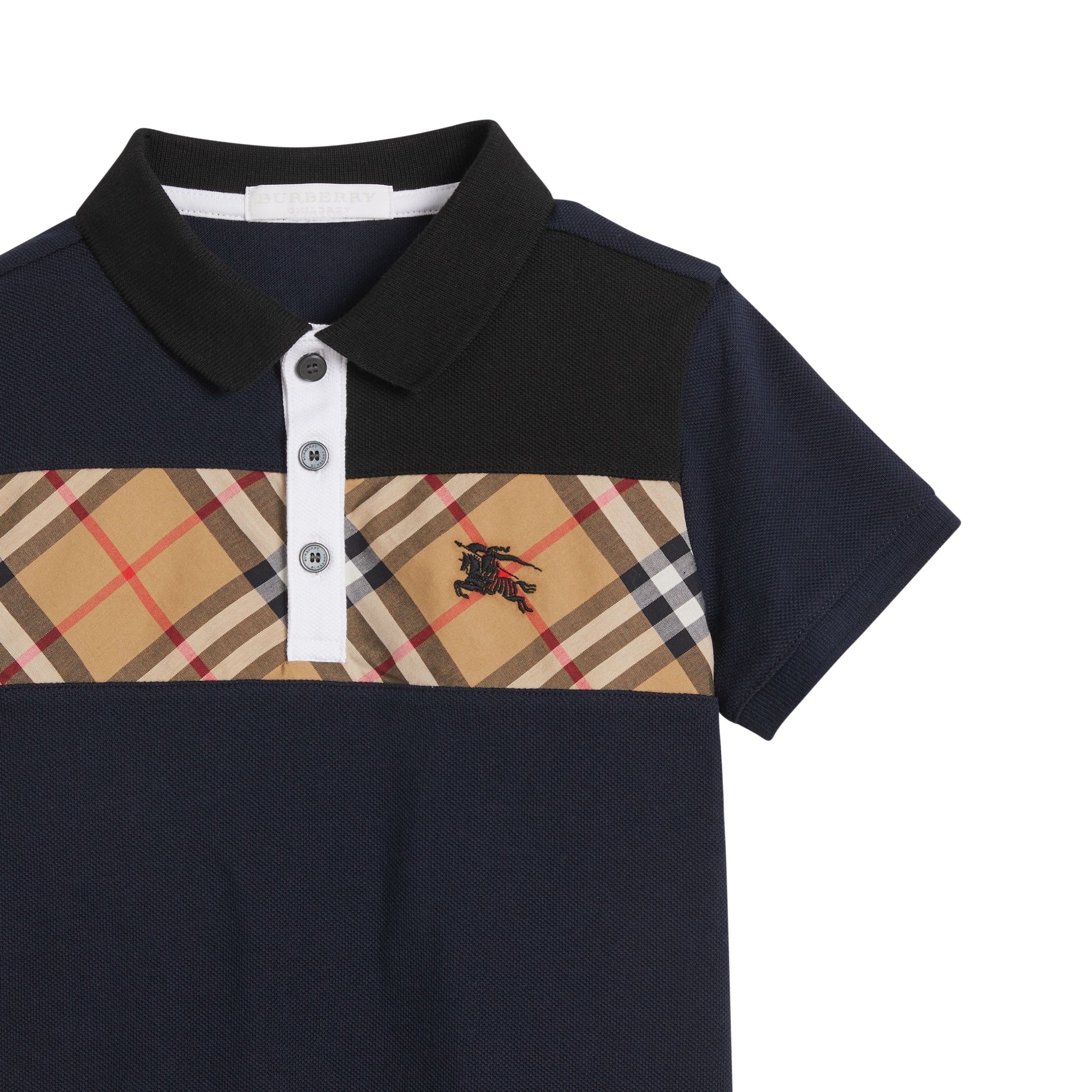 NAVY Polo en coton à empiècement Vintage check