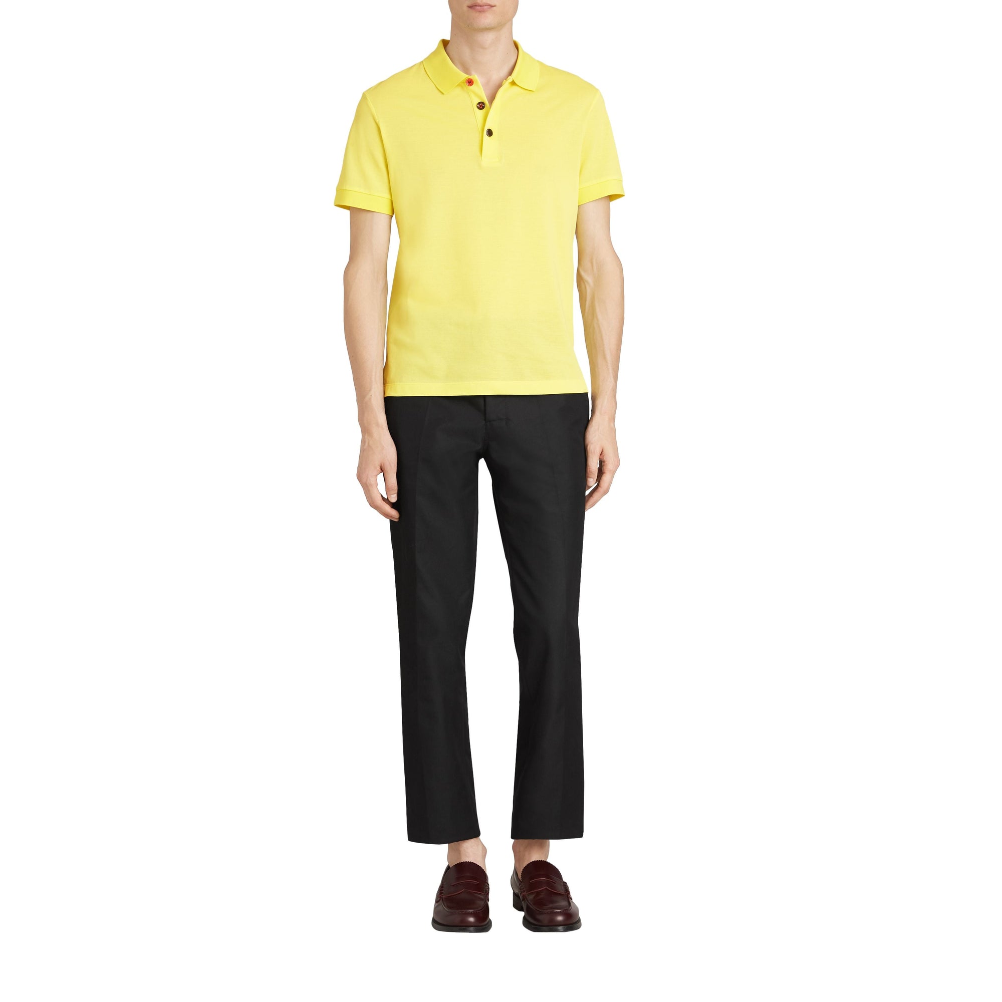 VIBRANT LEMON Polo en piqué de coton avec boutons peints