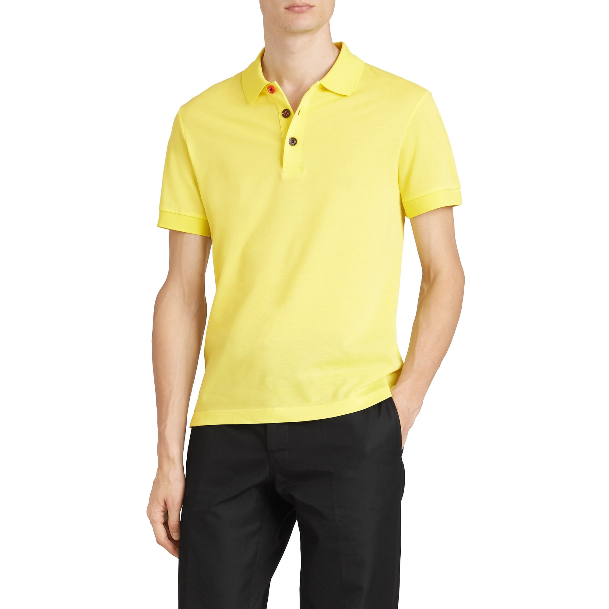 VIBRANT LEMON Polo en piqué de coton avec boutons peints