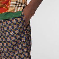 NAVY IP PATTERN Short de bain à cordon de serrage avec logo d'archive et motif Vintage check