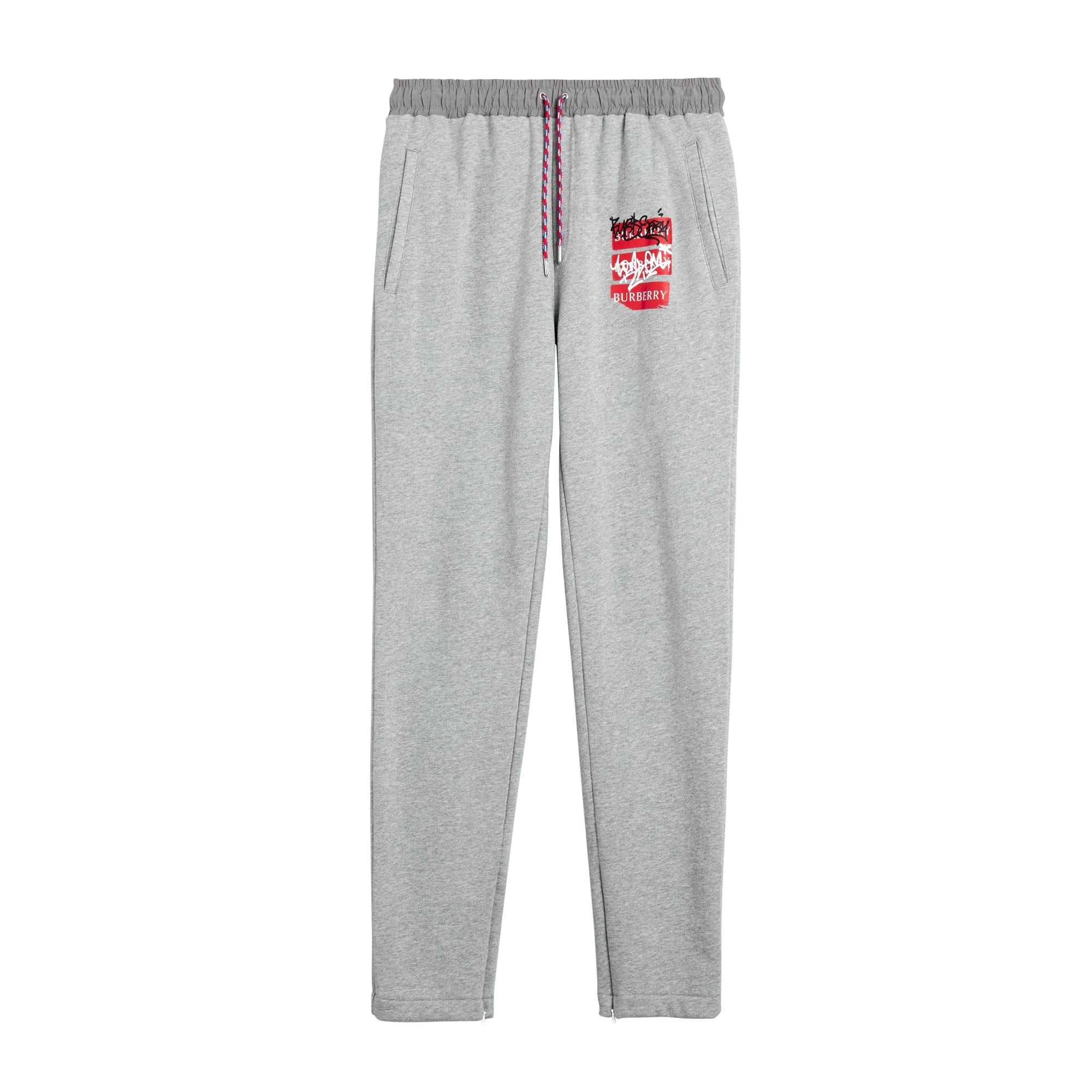 PALE GREY MELANGE Pantalon de survêtement avec imprimé étiquette en graffiti