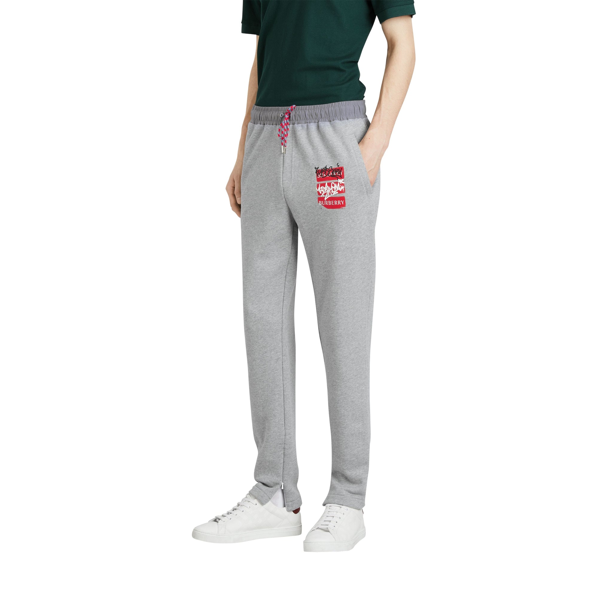 PALE GREY MELANGE Pantalon de survêtement avec imprimé étiquette en graffiti
