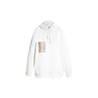 WHITE Sweat-shirt à capuche en jersey de coton avec poche à imprimé étiquette